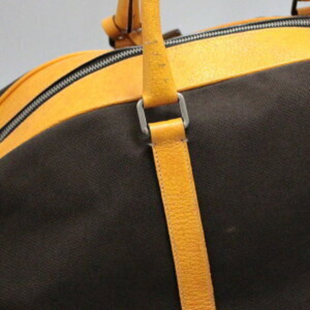 Prada vintage brown canvas yellow leather trim duffle travel - Picture 3 of 6